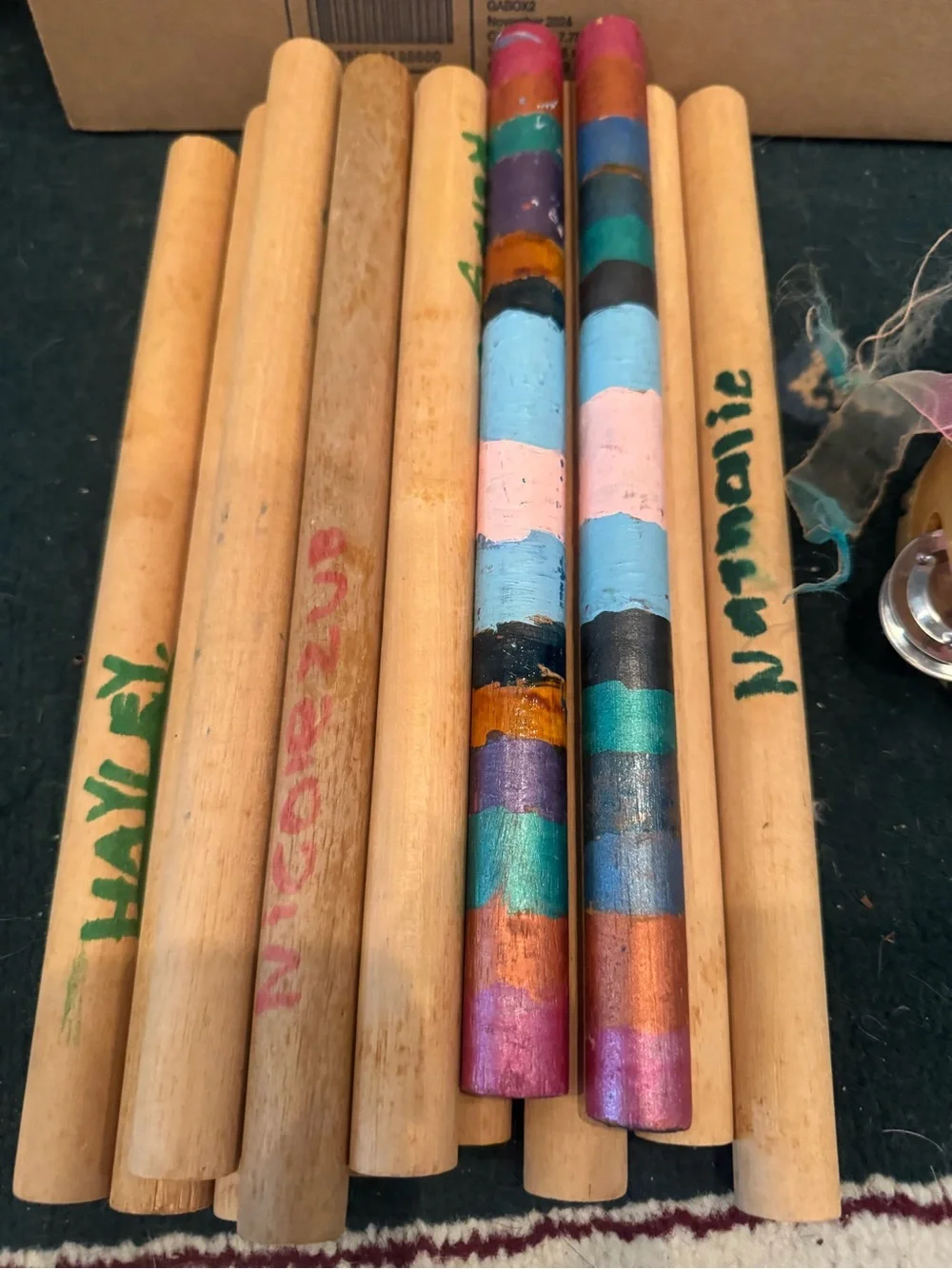 Wooden Rhythm Sticks and Tambourine Set - Multicolor